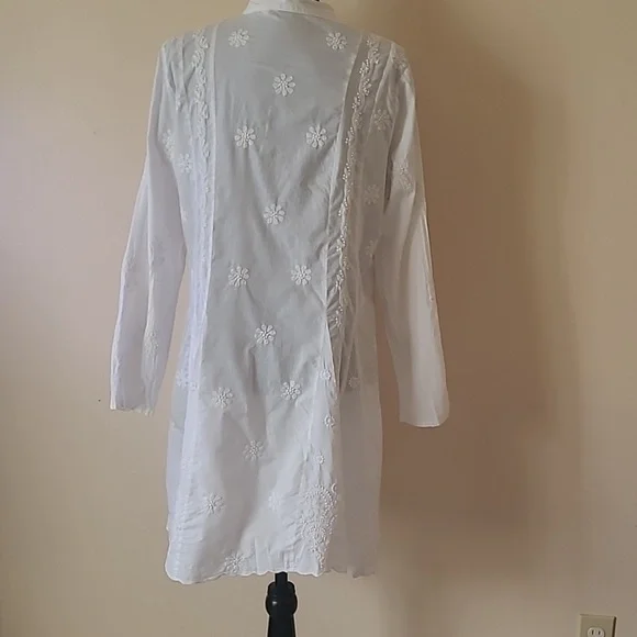 Soft surroundings dresses tunic white embroidered size L - Picture 7 of 10
